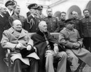 Los tres grandes en la ciudad soviética de Yalta, península de Crimea