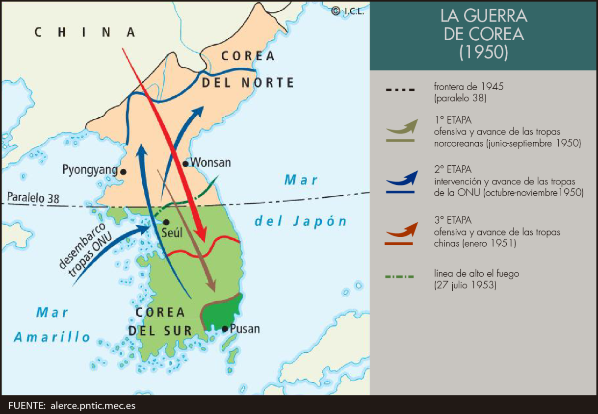 Resultado de imagen de guerra corea mapa